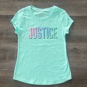 💞 New Little Girls Size 7 Justice Tee Shirt with Glitter Gradient Logo